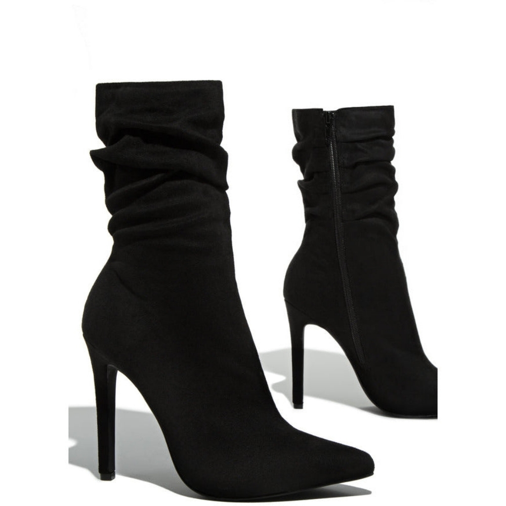 Black suede ankle booties